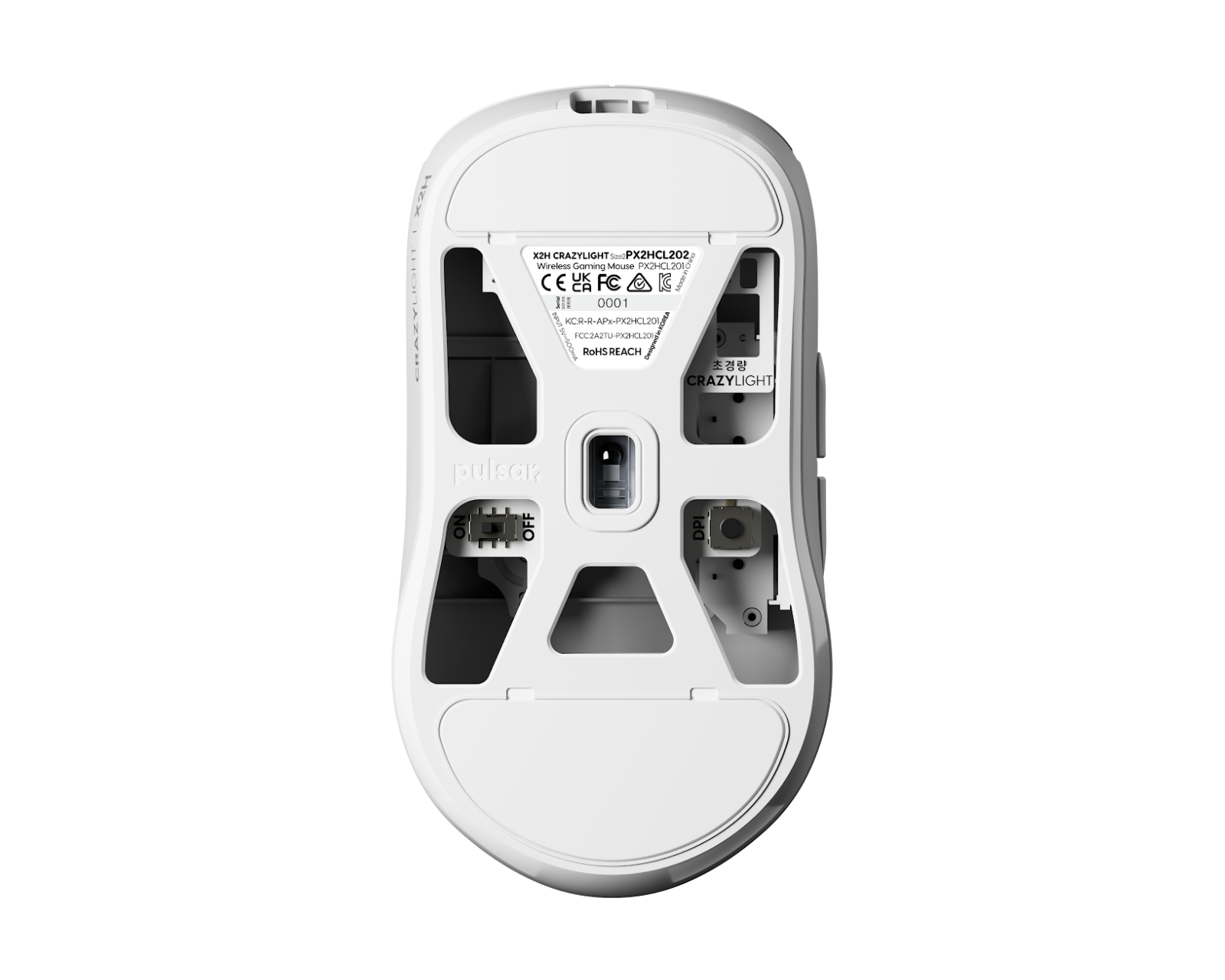 Pulsar X2H CrazyLight Medium Wireless Gaming Mouse - Uyuni White