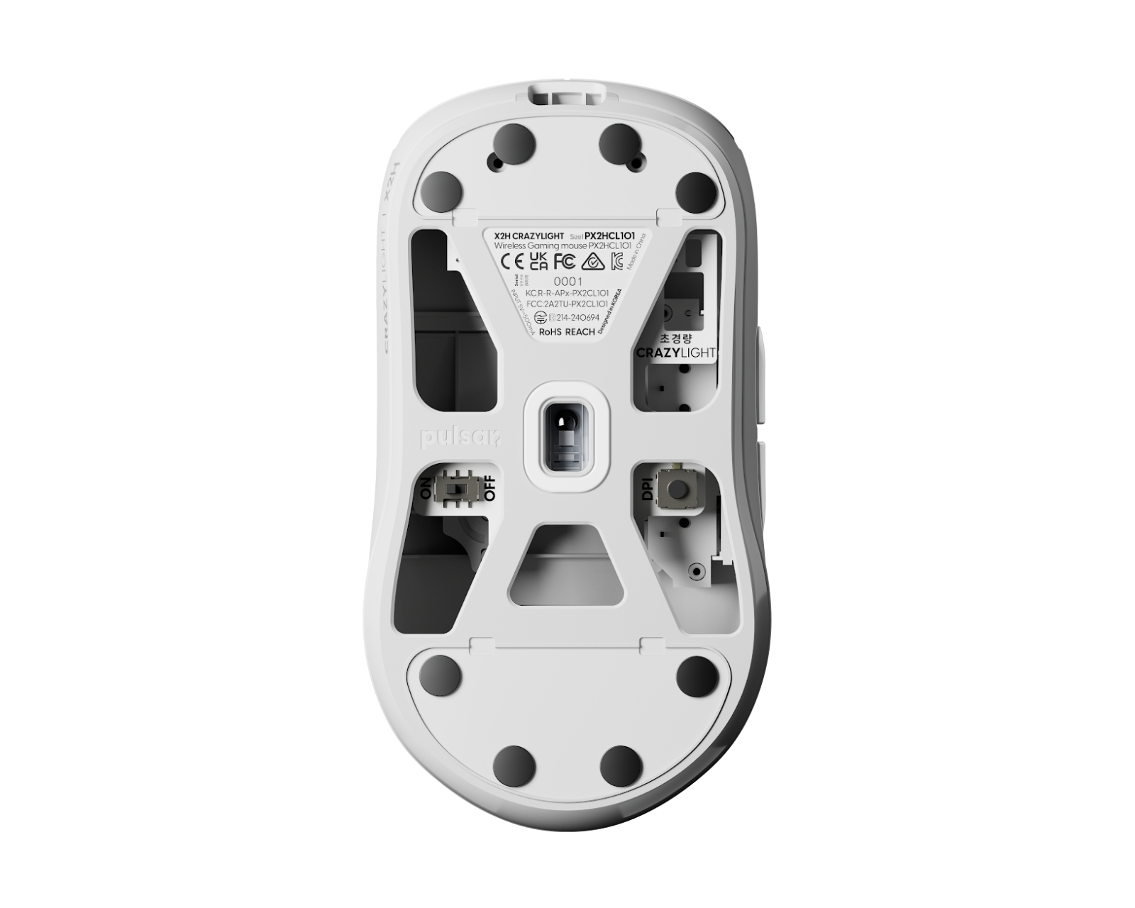 Pulsar X2H CrazyLight Medium Wireless Gaming Mouse - Uyuni White