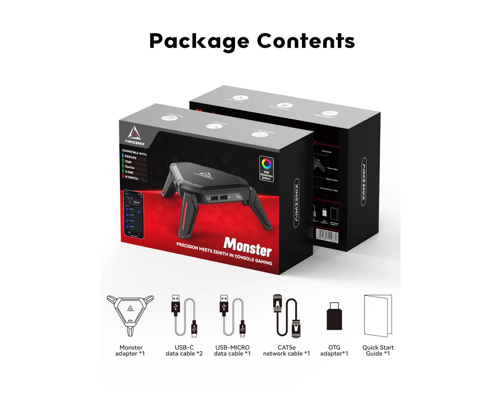 Aimzenix Monster Adapter – Mouse & Keyboard for Console - us