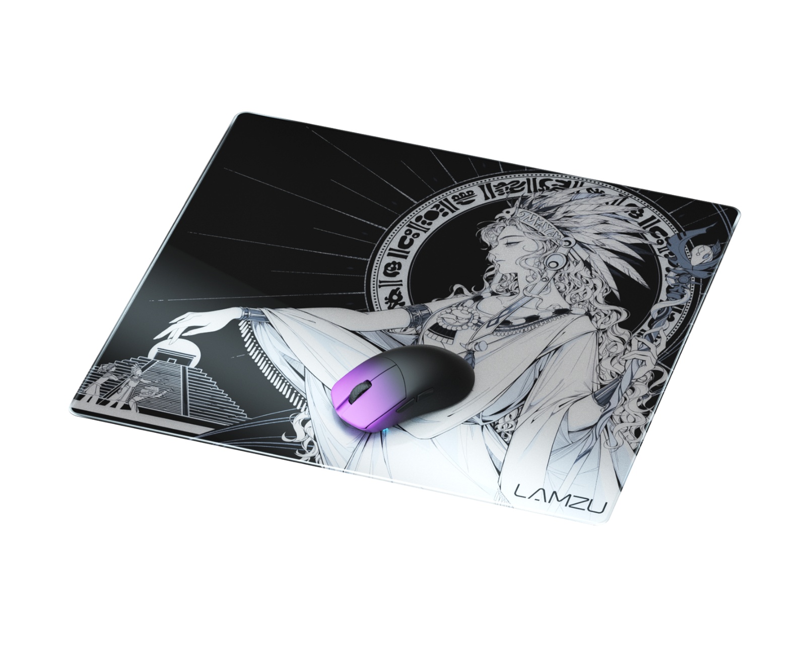 Lamzu Maya Glass Mousepad - Black/White - us.MaxGaming.com