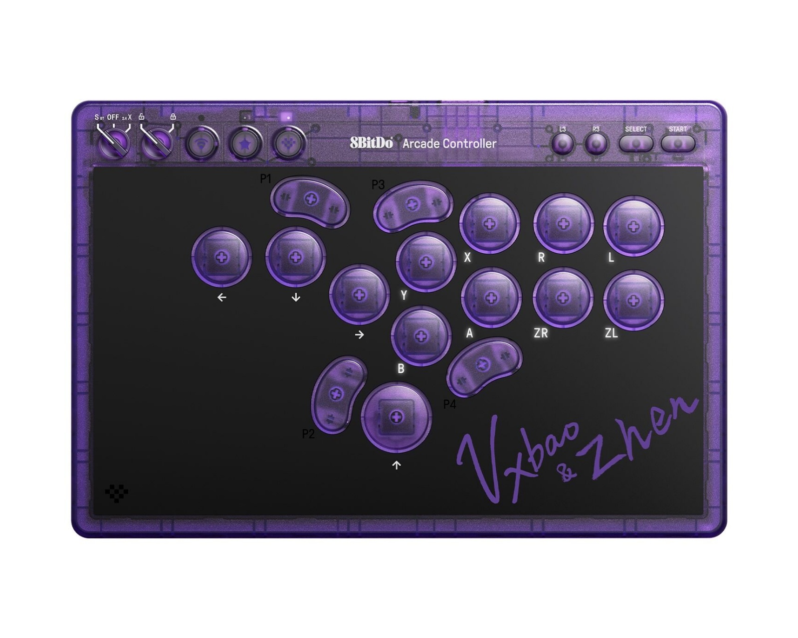 8Bitdo Arcade Controller - Transparent Purple - us.MaxGaming.com