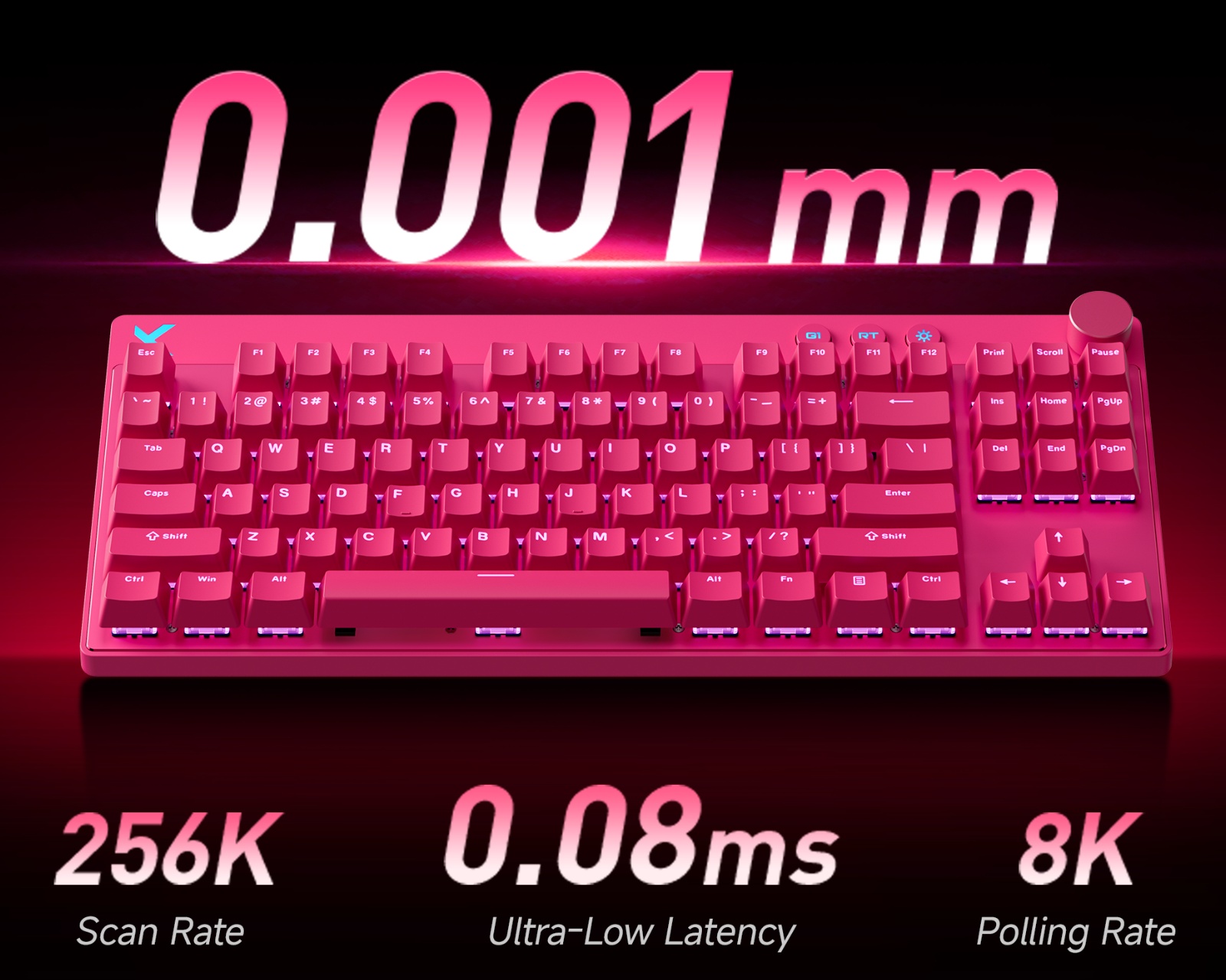 MCHOSE Mix 87 Hall Effect Magnetic Gaming Keyboard ANSI - Rose Red