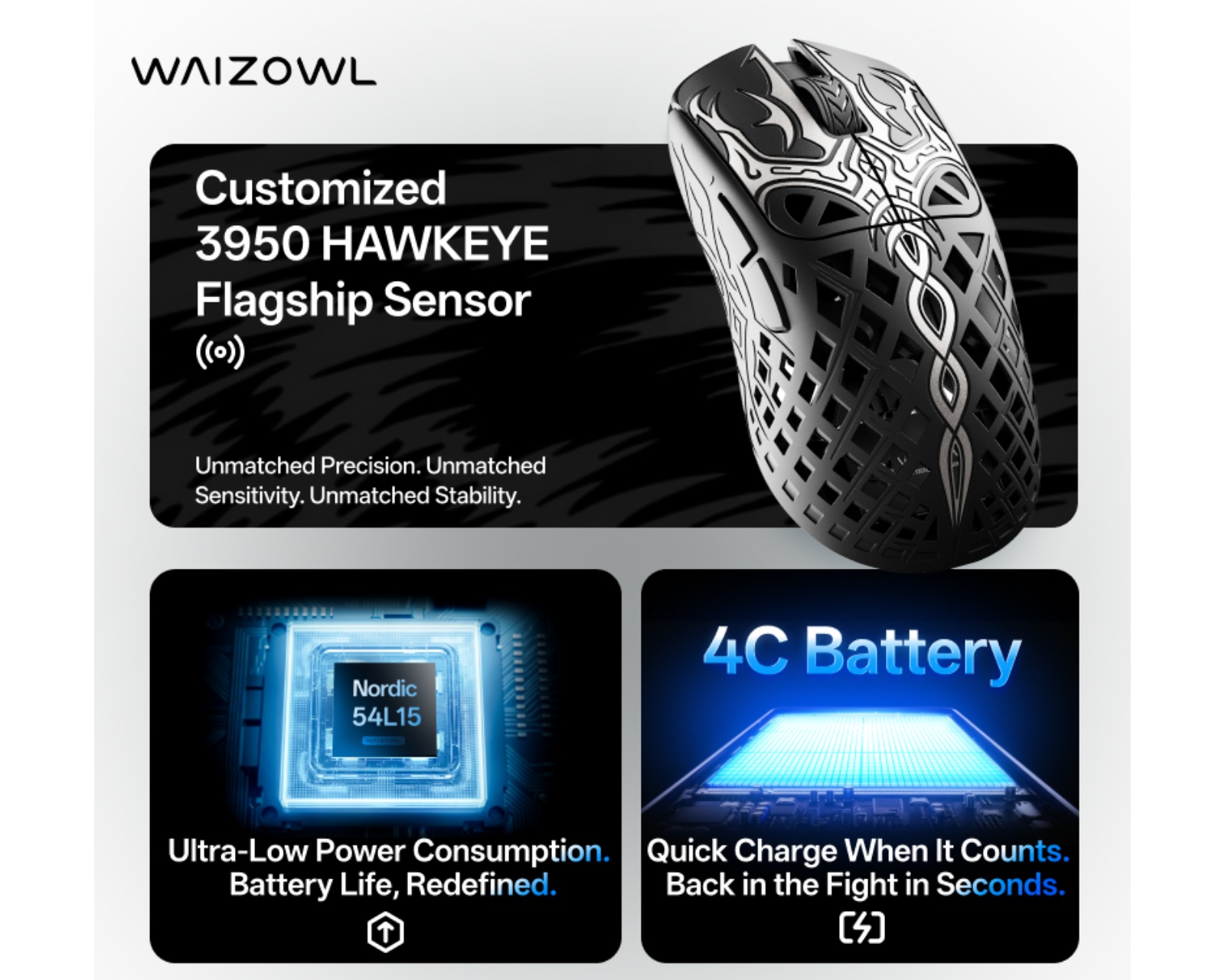 Waizowl TRIAINA - 8K Wireless Gaming Mouse - Abysse - us.MaxGaming.com