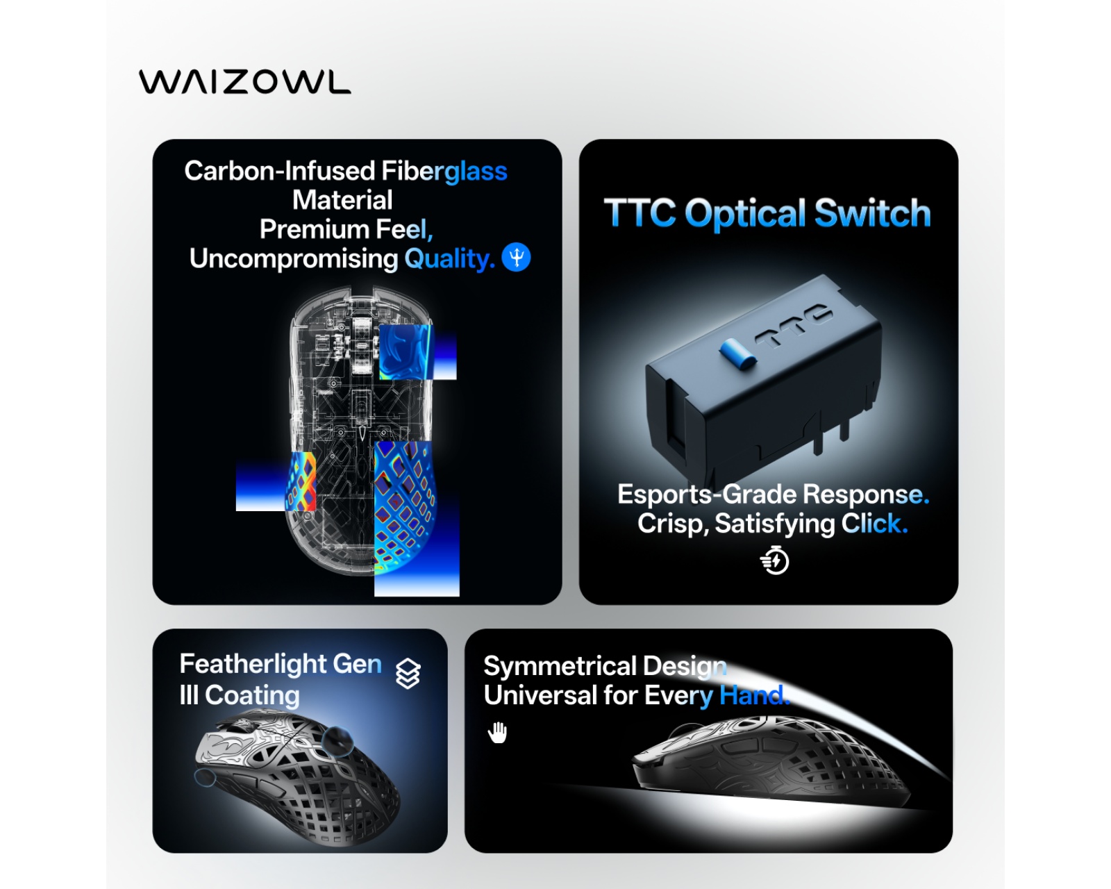 Waizowl TRIAINA - 8K Wireless Gaming Mouse - Abysse - us.MaxGaming.com