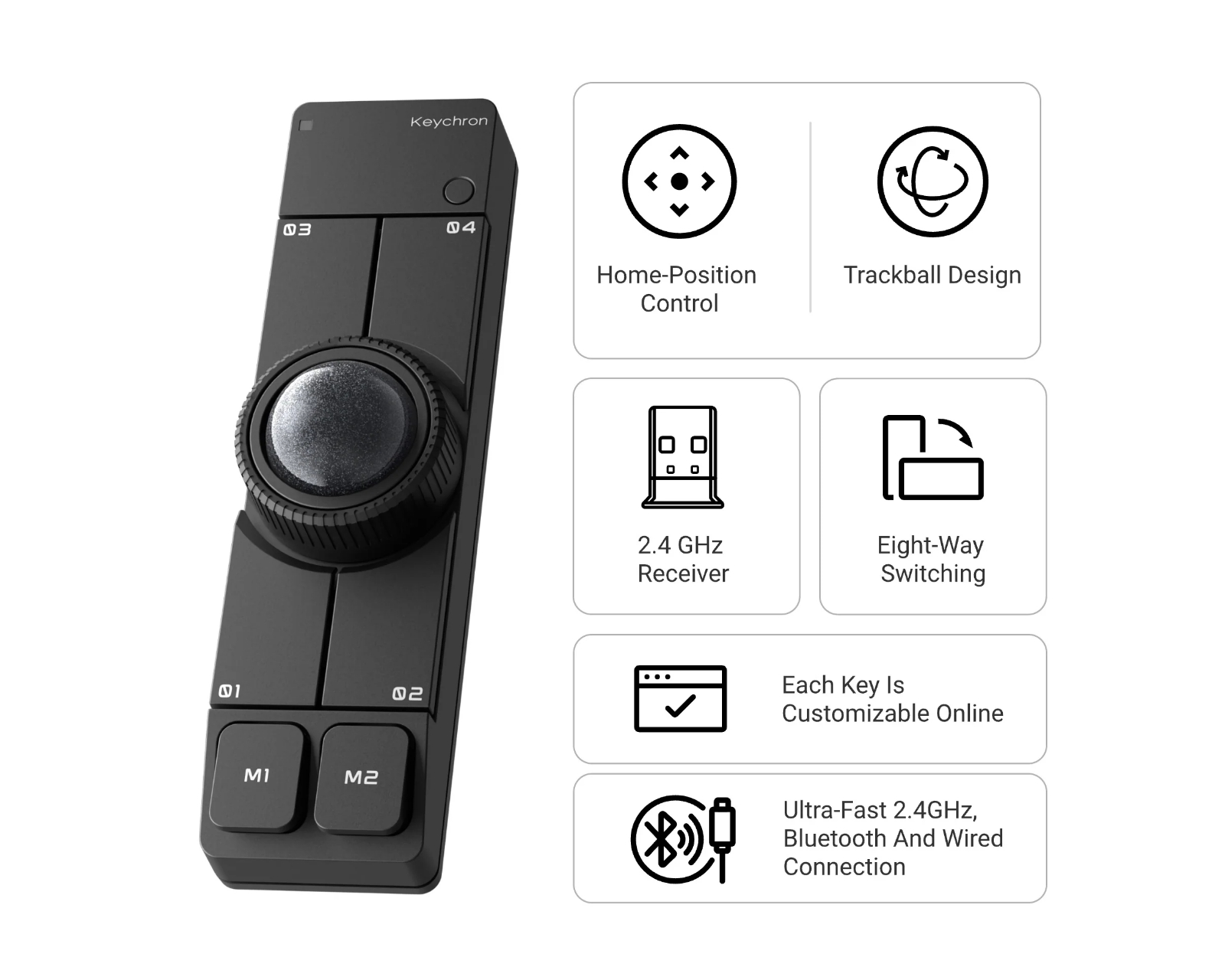 Keychron Nape Pro Wireless Trackball Mouse - Black - us.MaxGaming.com