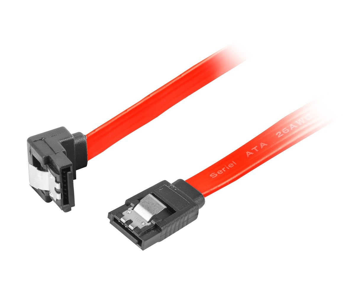 Lanberg SATA 2 Angled (3GB/S) 50cm Metal Clips - Red - us