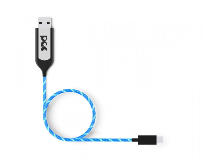 Charging Cable USB-C 1m Blue LED Illuminated Cable in the group PC Peripherals / Cables & adapters / USB cable at MaxGaming (16040)
