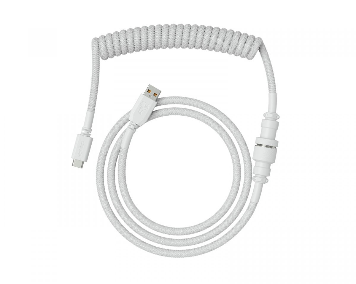 coiled keyboard cable white