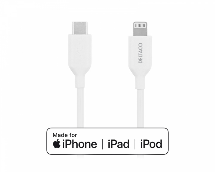 Deltaco USB-C to Lightning MFi - Charge/sync cable 2m - White
