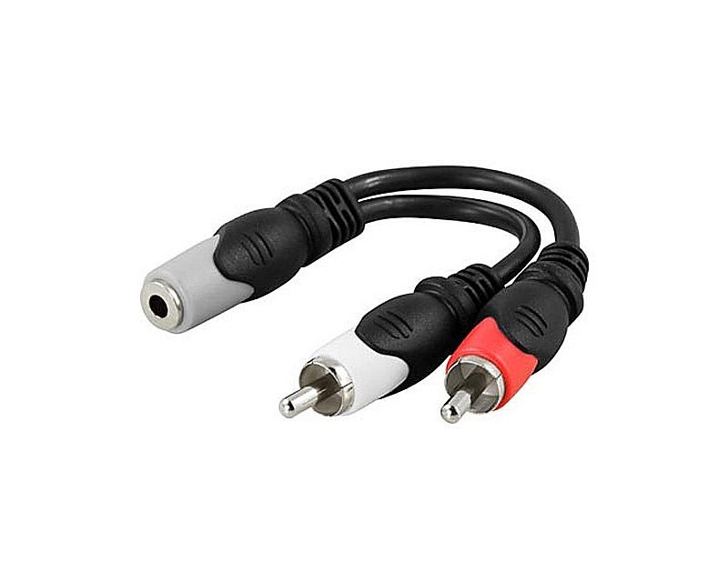 Deltaco 3,5mm female to 2x RCA male 0,1m Black - us.MaxGaming.com
