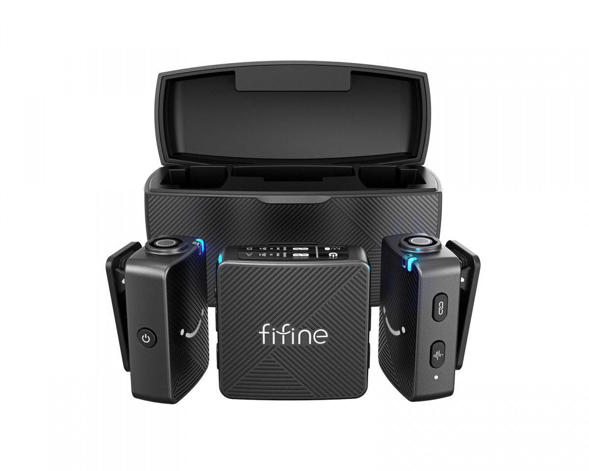 FIFINE M9 Dual Wireless Lav Microphones System Included
