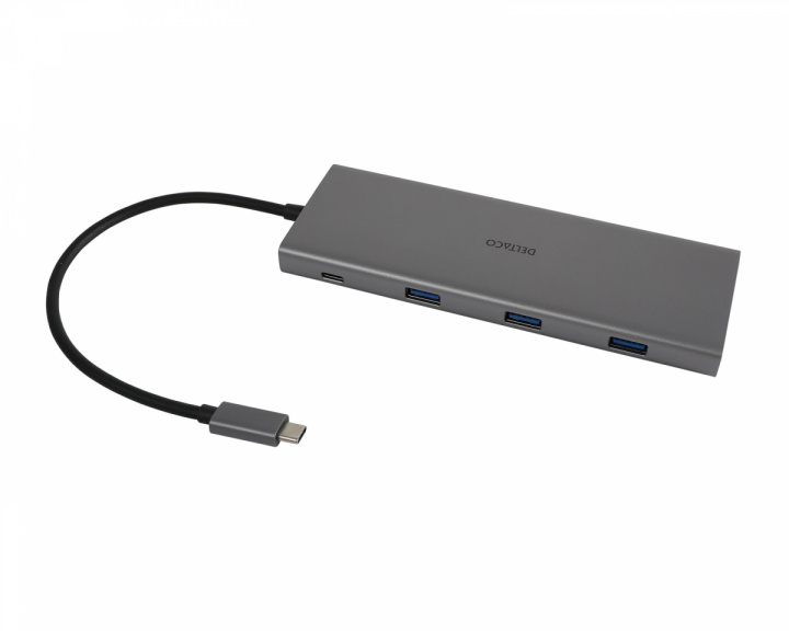 Deltaco USB-C Docking Station with 12 Ports - Grey