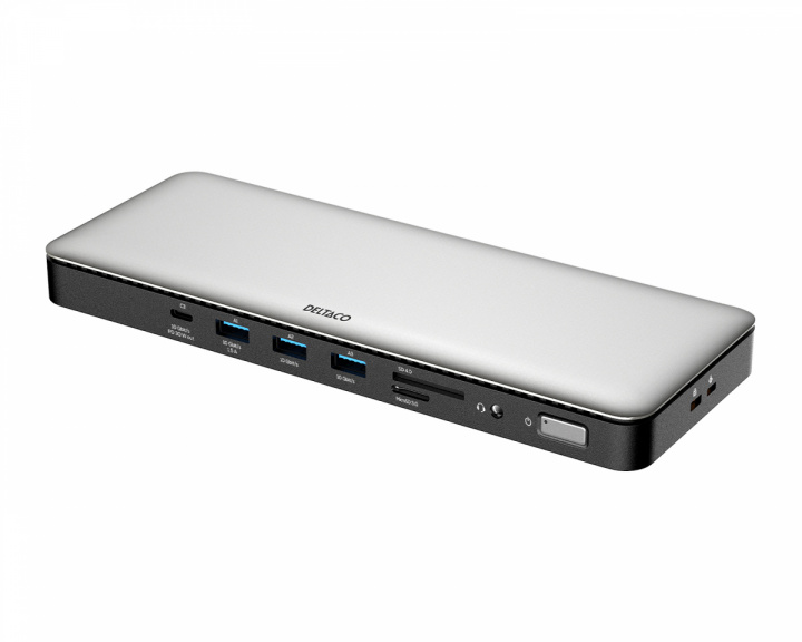 Deltaco USB-C Docking Station with 15 Ports - Grey