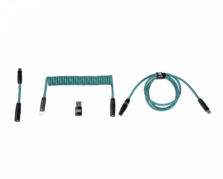 Wooting Detachable USB-C Coiled/Straight Cable Set - Cyber Teal