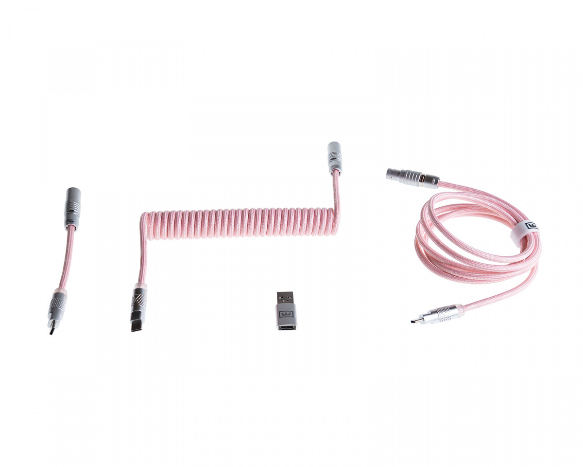 Wooting Detachable USB-C Coiled/Straight Cable Set - Blossom Pink