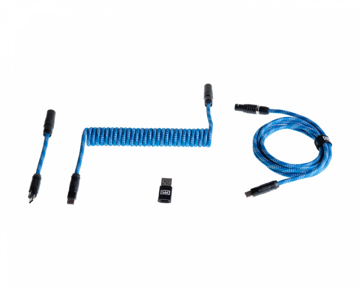 Wooting Detachable USB-C Coiled/Straight Cable Set - Ocean Blue