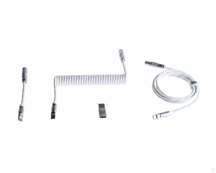 Wooting Detachable USB-C Coiled/Straight Cable Set - Just White