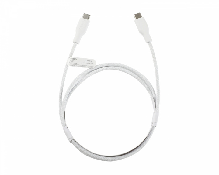 Deltaco 60W USB-C to USB-C Charging Cable - White - 1 m