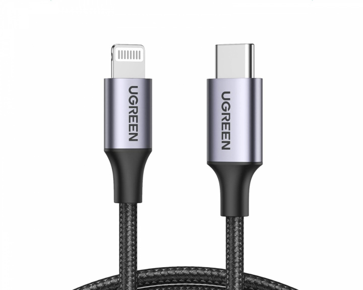 UGREEN Aluminum Shell Braided USB-C to Lightning Cable 1m - Black