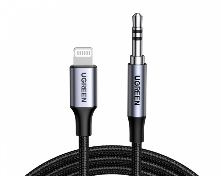 UGREEN Aluminum Shell Braided Lightning to Aux 3,5mm Cable 1m - Black