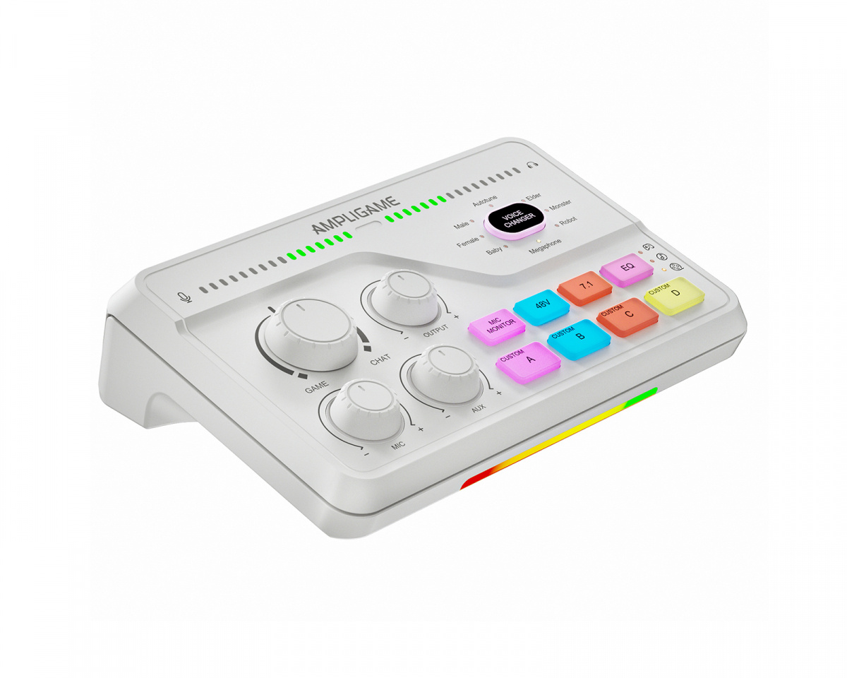 FIFINE AmpliGame AM8 ホワイト USB/XLR Dynamic Microphone with RGB, Touch-mute, I/O