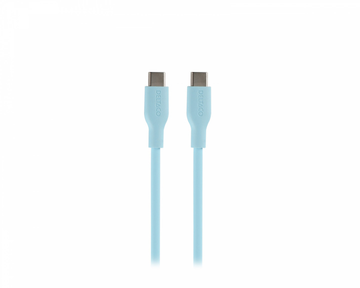 Deltaco USB-C Charging Cable 60W Silicone - Turquoise - 1,5m