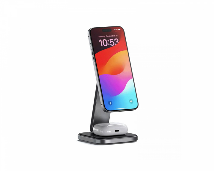 Satechi 2-in-1 Foldable Qi2 Wireless Charging Stand - Space Grey