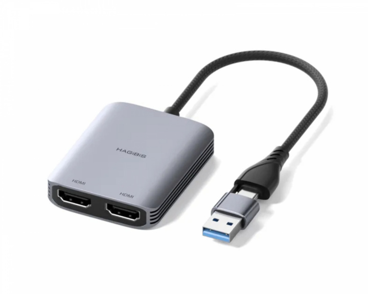  USB 3.0 or USB-C to Dual HDMI Adapter