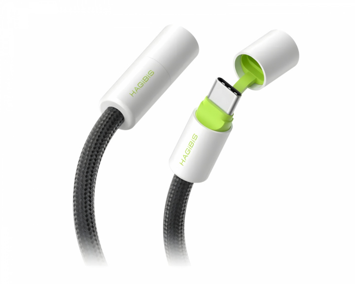 Hagibis USB-C 240W Fast Charging Cable with Cap – Green – 1.2 m