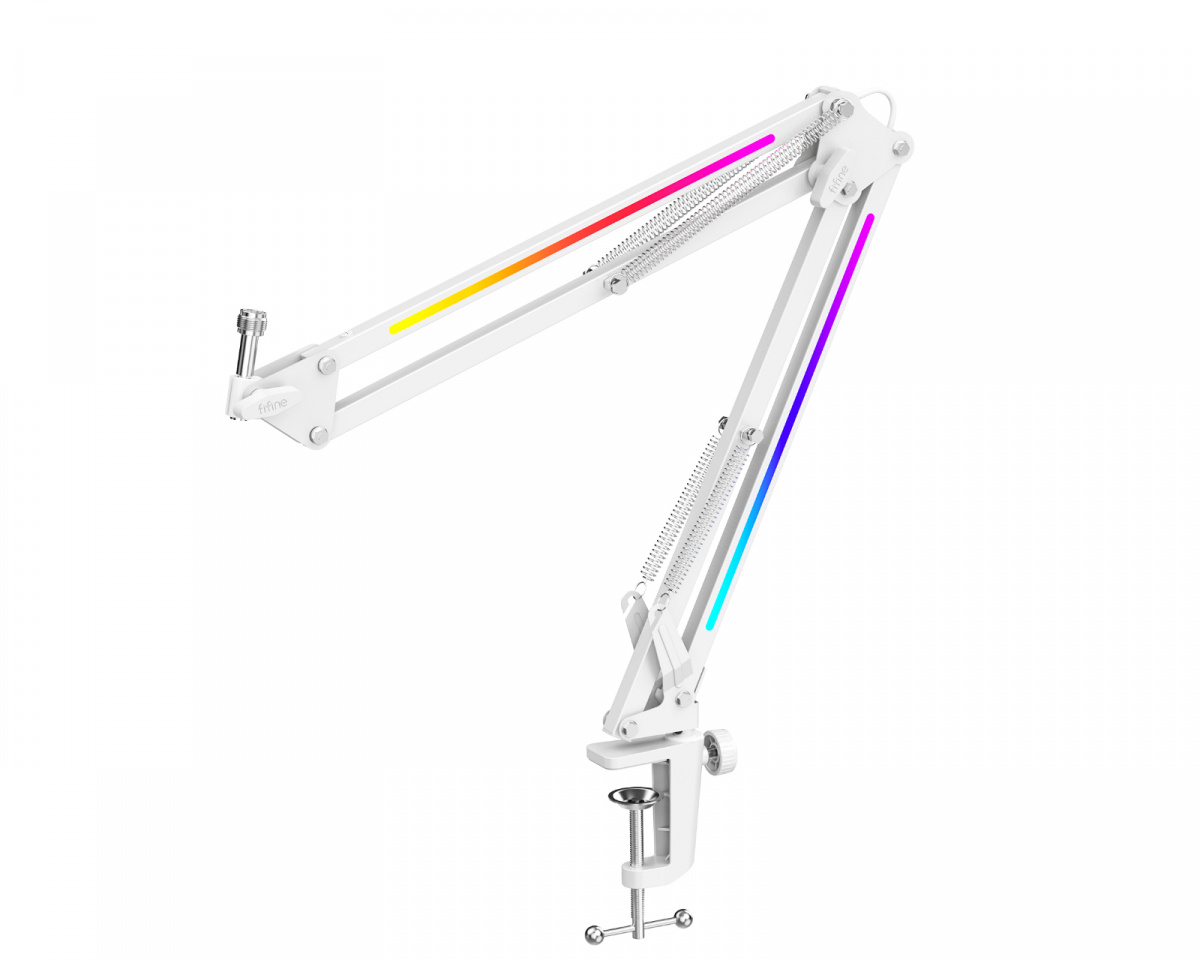 Fifine BM38 RGB Metal Microphone Boom Arm - White - us.MaxGaming.com