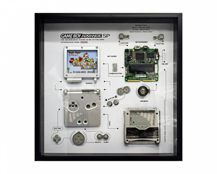  Retro Art Nintendo Game Boy SP Console Display - Silver