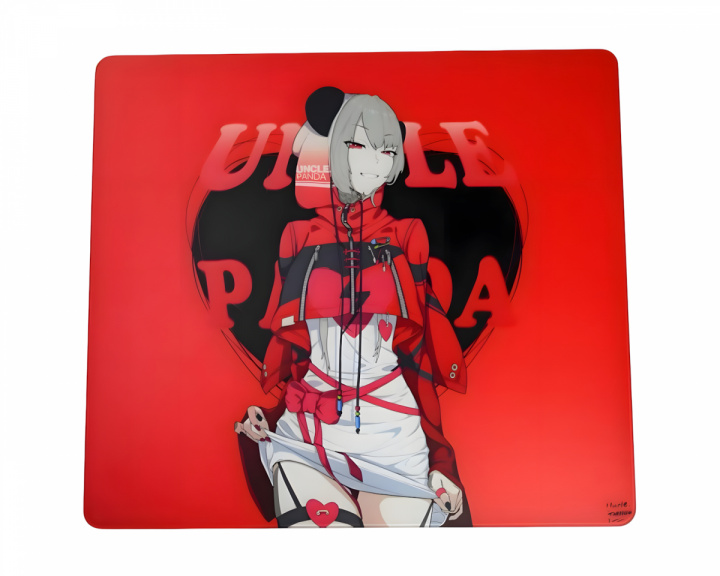 Uncle Panda Red Glass Mousepad