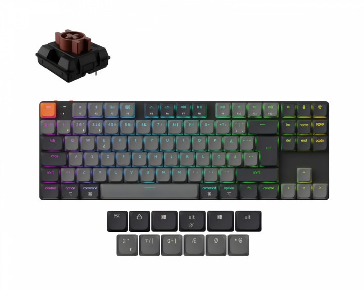  K1v6 Low Profile QMK Wireless Keyboard [Gateron Brown] - Light Grey