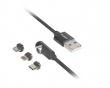 3in1 Premium Magnetic Angled Cable QC 3.0 - Black