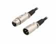 XLR Cable, 3-pin Male - 3-pin Female, 1m - Black