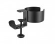 Clamp-On Headphone Holder with Cup Holder - Black Clamp-On Headphone Holder with Cup Holder - Black