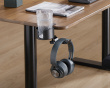 Clamp-On Headphone Holder with Cup Holder - Black Clamp-On Headphone Holder with Cup Holder - Black