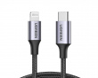 Aluminum Shell Braided USB-C to Lightning Cable 1m - Black