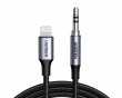 Aluminum Shell Braided Lightning to Aux 3,5mm Cable 1m - Black