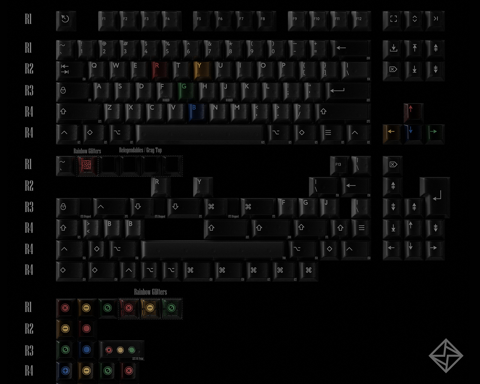 KBDFans PBTFans Retro Dark Lights R2 Keycap Set